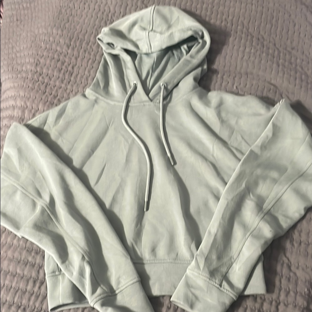 Mint Green Cropped Hoodie - Women's Top
